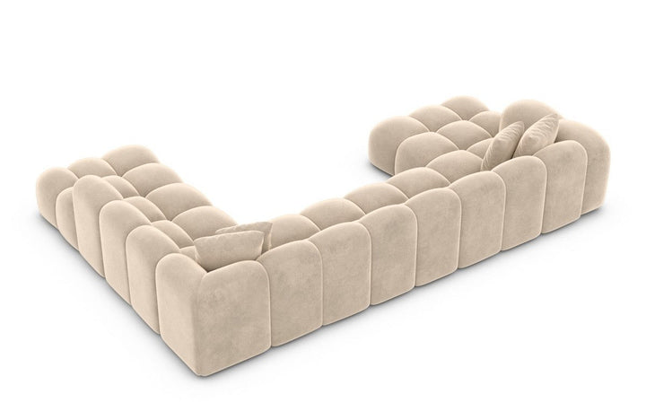 Moderne Stoff Wohnlandschaft Formentera XXL mit Samtstoff Bezug - Creme