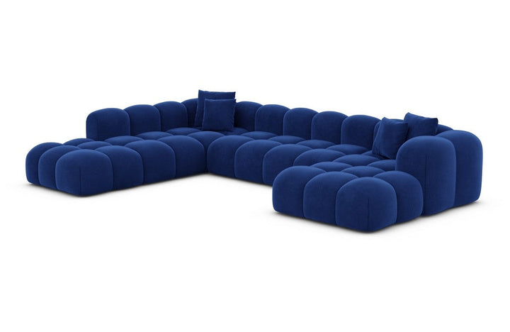 Moderne Stoff Wohnlandschaft Formentera XXL mit Samtstoff Bezug - Dunkelblau
