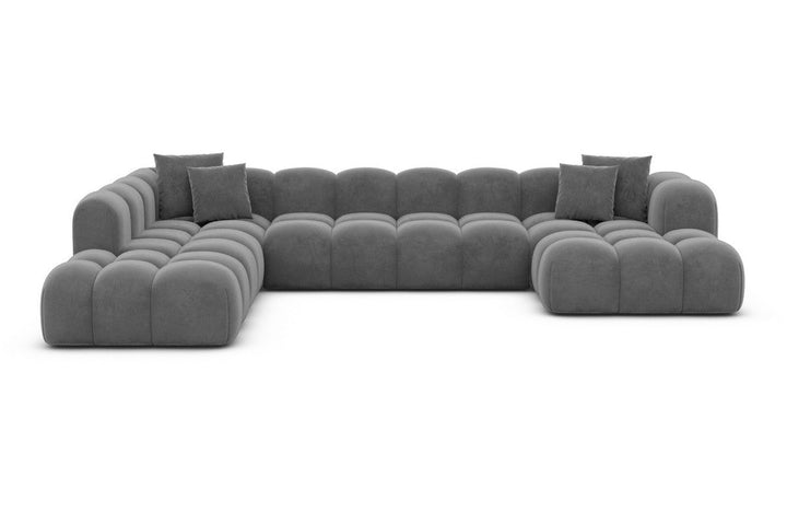 Moderne Stoff Wohnlandschaft Formentera XXL mit Samtstoff Bezug - Dunkelgrau