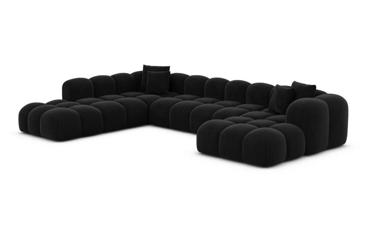 Moderne Stoff Wohnlandschaft Formentera XXL mit Samtstoff Bezug - Schwarz