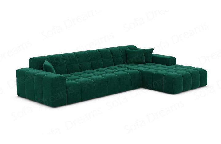 Polster Ecksofa Ibiza L kurz mit Samtstoff Bezug in Gr?¬n
