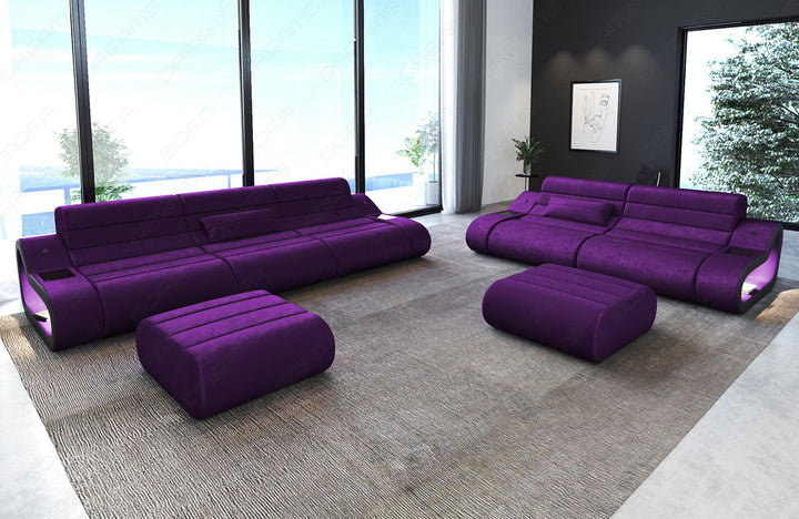 Moderne Sofagarnitur Concept 3-2 mit Samtstoff in lila - SunVelvet1028