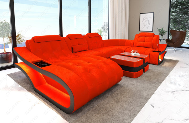 Mini U Form Stoffsofa Elegante - Sofa mit LED und USB - orange - SunVelvet1012