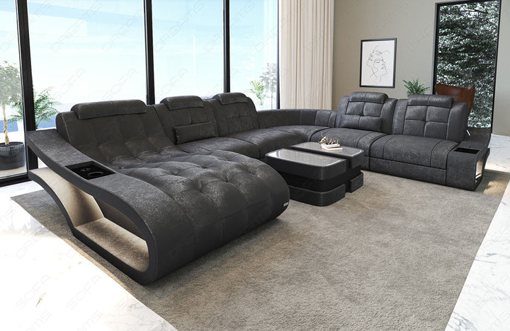 Samtstoff Wohnlandschaft Elegante XXL in silbergrau - SunVelvet1014