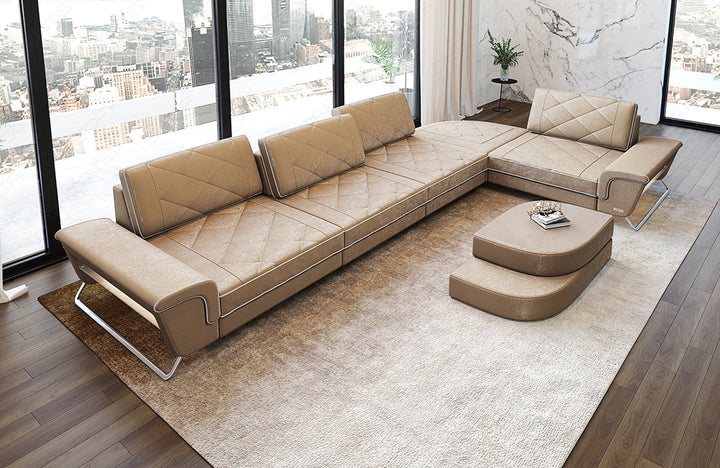 Polster Ecksofa Rotello L Form in sandbeige - SunVelvet1004 Samtstoff