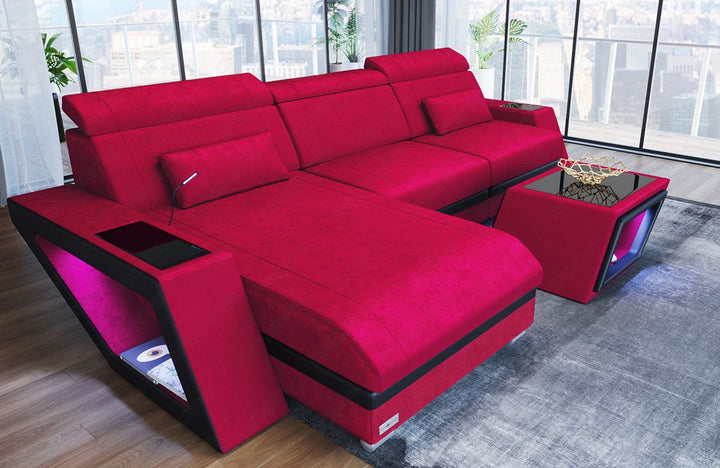 Polster Ecksofa Catania L Form in rot  - SunVelvet1010