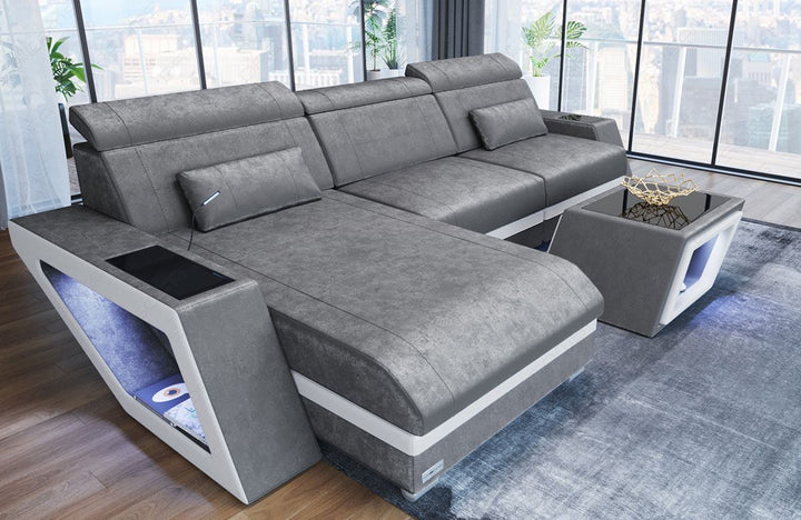 Polster Ecksofa Catania L Form in warmgrau - SunVelvet1024