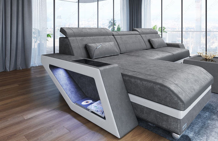 Stoffsofa Catania L Form in warmgrau - SunVelvet1024