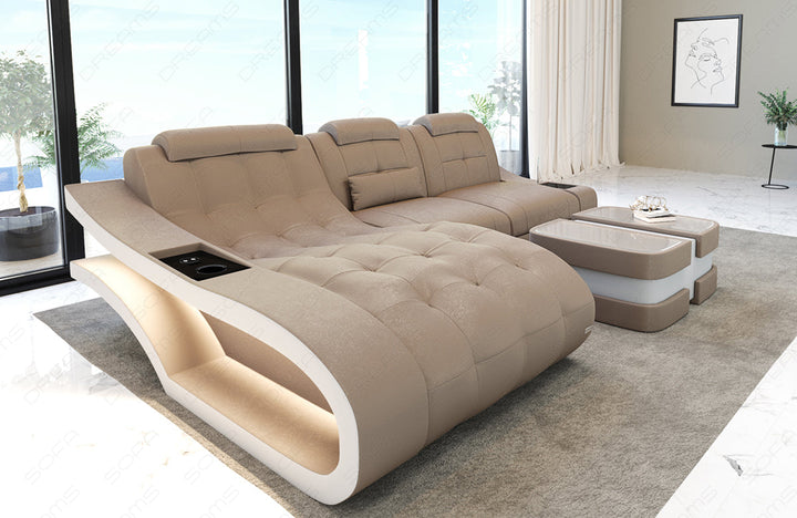 Modernes Ecksofa Elegante L Form mit Altara Stoffbezug in Cream1B