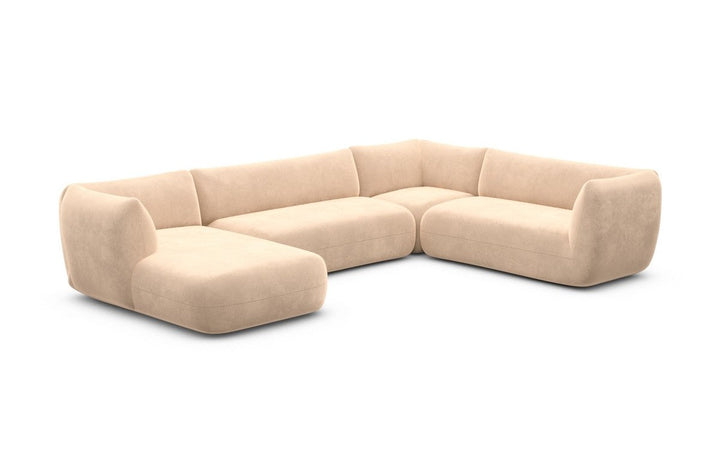 Design Polster Wohnlandschaft Madrid XXL mit Samtstoff Bezug - Beige