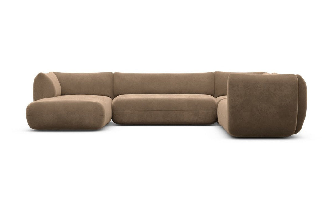 Design Polster Wohnlandschaft Madrid XXL mit Samtstoff Bezug - Braun