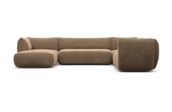 Design Polster Wohnlandschaft Madrid XXL mit Samtstoff Bezug - Braun