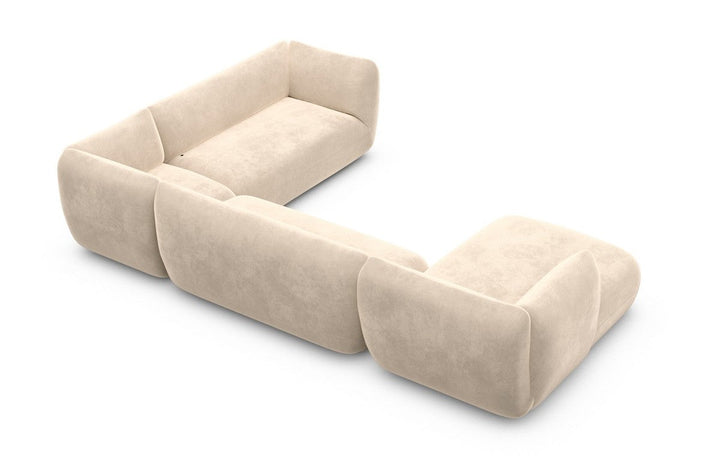 Design Polster Wohnlandschaft Madrid XXL mit Samtstoff Bezug - Creme