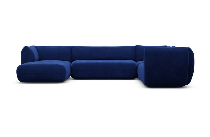 Design Polster Wohnlandschaft Madrid XXL mit Samtstoff Bezug - Dunkelblau