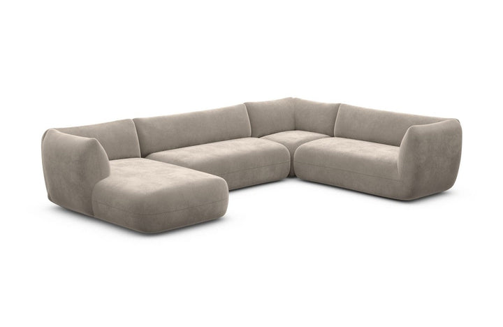 Design Polster Wohnlandschaft Madrid XXL mit Samtstoff Bezug - Grau