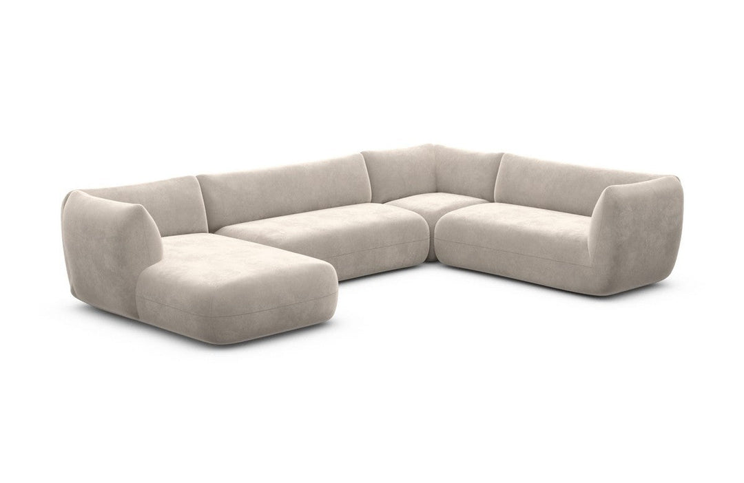 Design Polster Wohnlandschaft Madrid XXL mit Samtstoff Bezug - Sand
