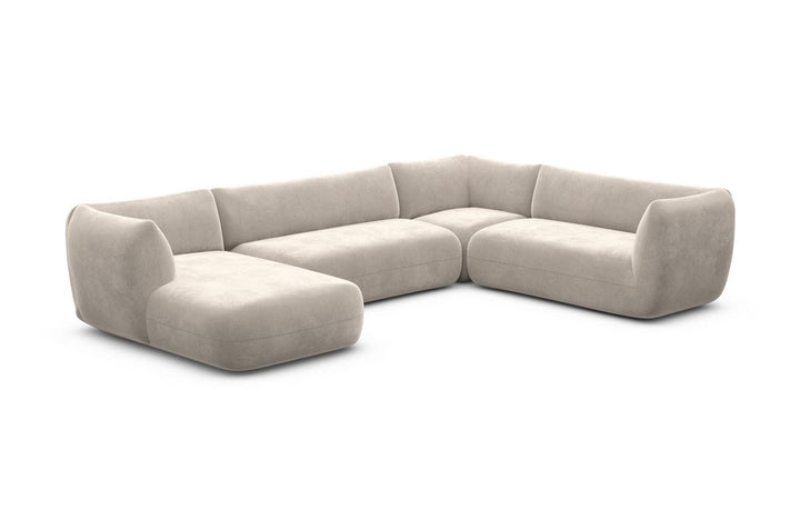 Design Polster Wohnlandschaft Madrid XXL mit Samtstoff Bezug - Sand
