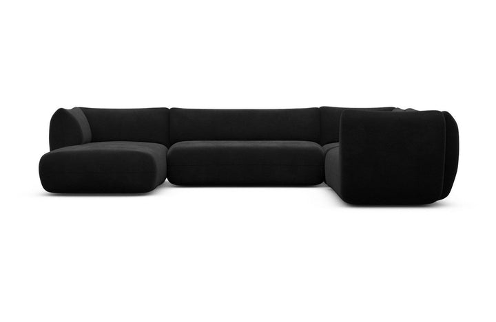 Design Polster Wohnlandschaft Madrid XXL mit Samtstoff Bezug - Schwarz