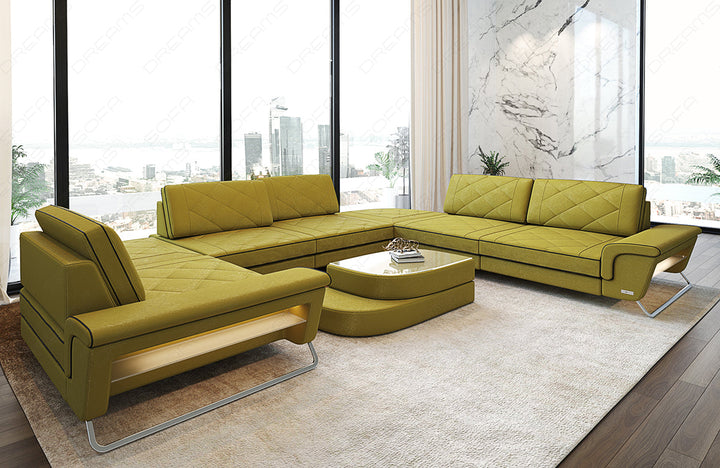 Polster Wohnlandschaft Rotello U Form in ockergeld - SunVelvet1025 Samtstoff