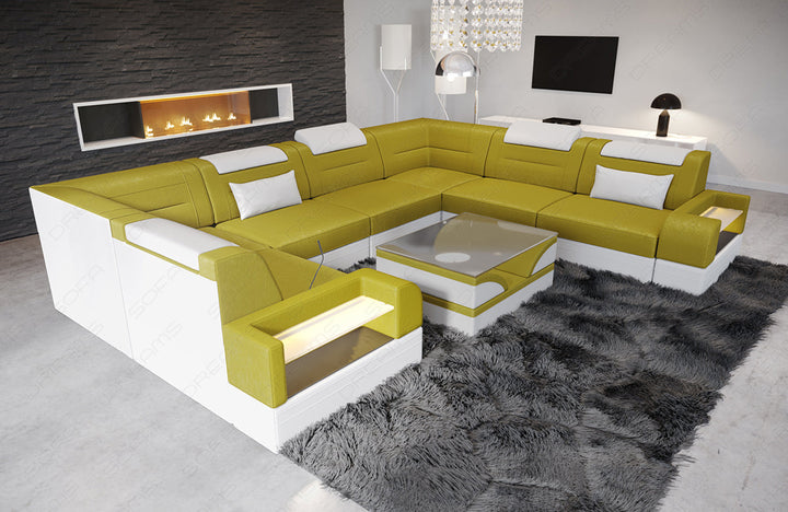 Stoffsofa Trivento U Form Mini in ockergelb - SunVelvet1025 Samtstoff
