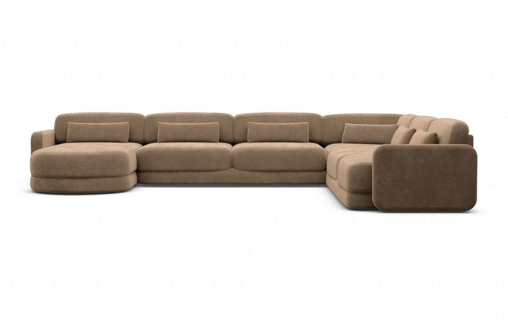 Polster Sofa Wohnlandschaft Valencia XXL mit Samtstoff Bezug - Braun
