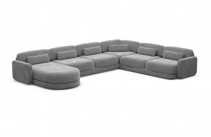 Polster Sofa Wohnlandschaft Valencia XXL mit Samtstoff Bezug - Dunkelgrau