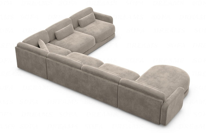 Polster Sofa Wohnlandschaft Valencia XXL mit Samtstoff Bezug - Grau