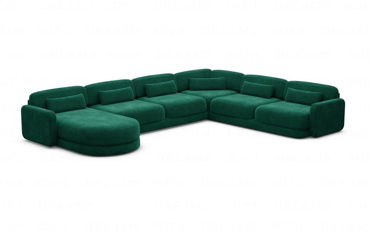 Polster Sofa Wohnlandschaft Valencia XXL mit Samtstoff Bezug - Gr?¬n