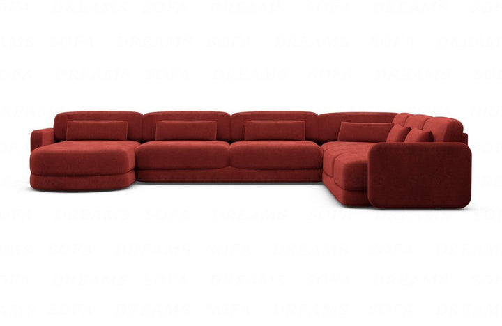 Polster Sofa Wohnlandschaft Valencia XXL mit Samtstoff Bezug - Rot