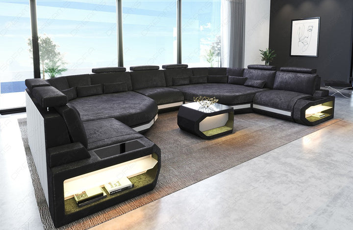Samtstoff Polster Sofa Asti XXL in dunkelgrau - SunVelvet1030