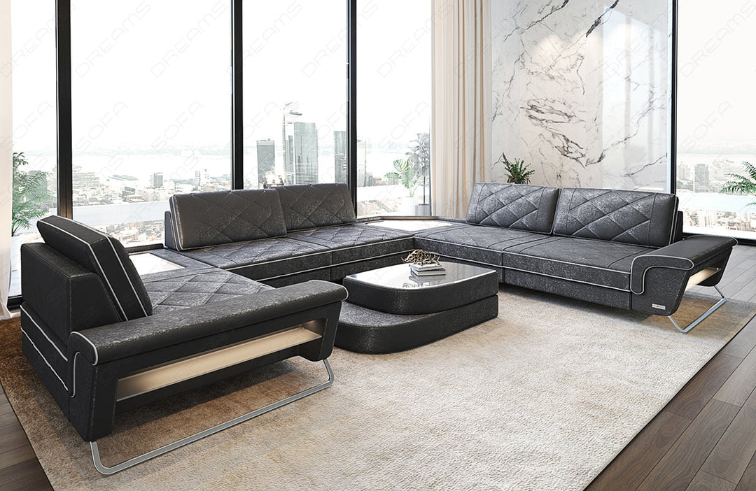 Polstersofa Sepino U Form in warmgrau - SunVelvet1024 Samtstoff