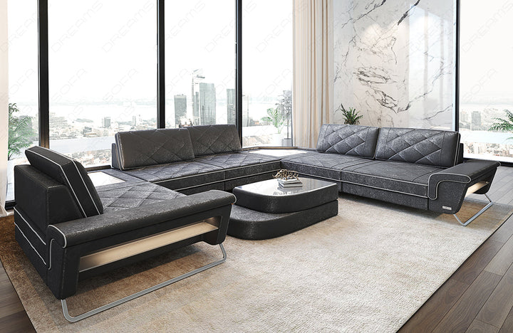 Polstersofa Sepino U Form in warmgrau - SunVelvet1024 Samtstoff