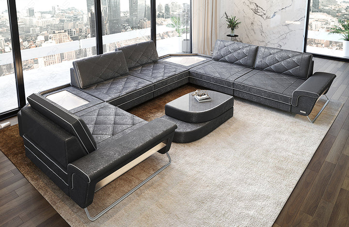 Sofa Sepino U Form in warmgrau - SunVelvet1024 Samtstoff