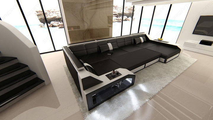 Exklusive Leder Wohnlandschaft Arezzo mit optionaler Bettfunktion 