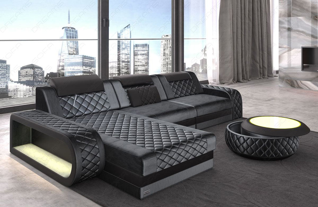 Sofa Berlin in Stoff als L Form Mini in dunkelgrau - SunVelvet1030