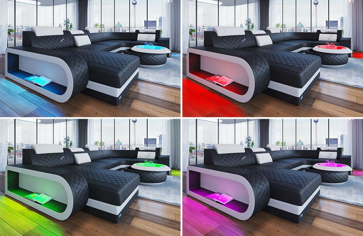 Fabric Sofa Berlin Corner Sofa With Led And Fabric Cover