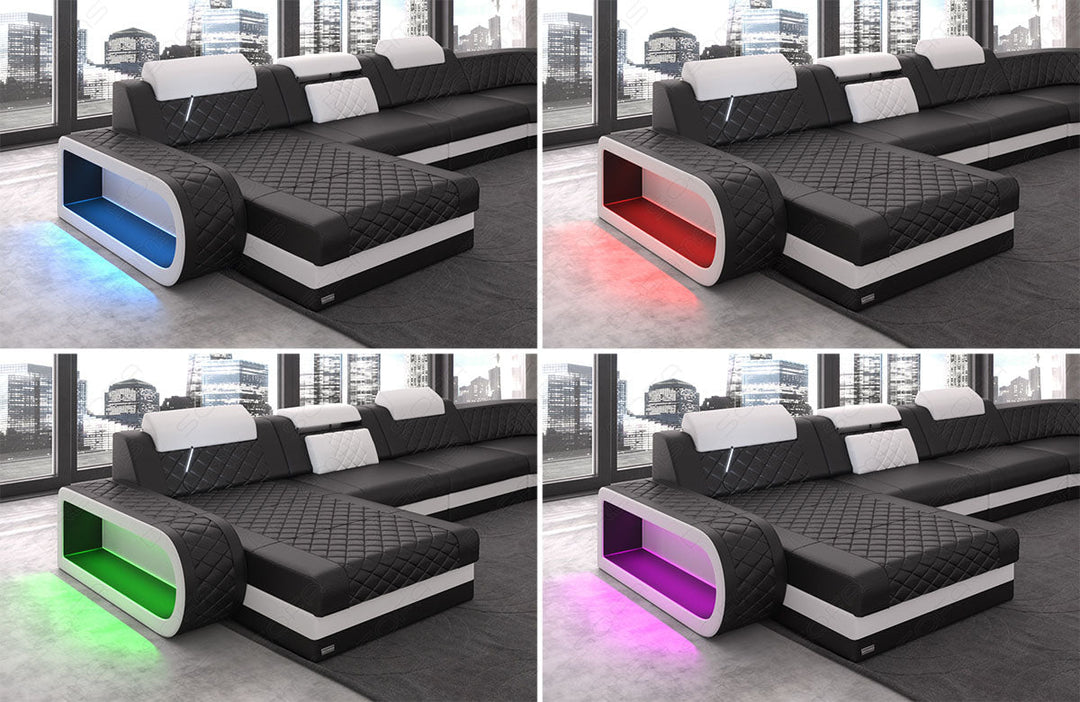 Ledersofa Berlin mit LED-Beleuchtung 