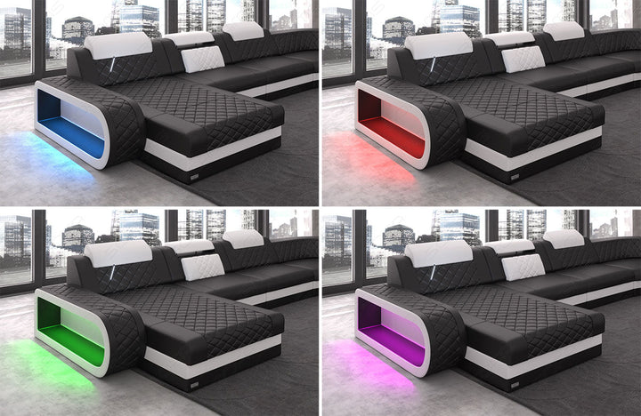 Ledersofa Berlin mit LED-Beleuchtung 