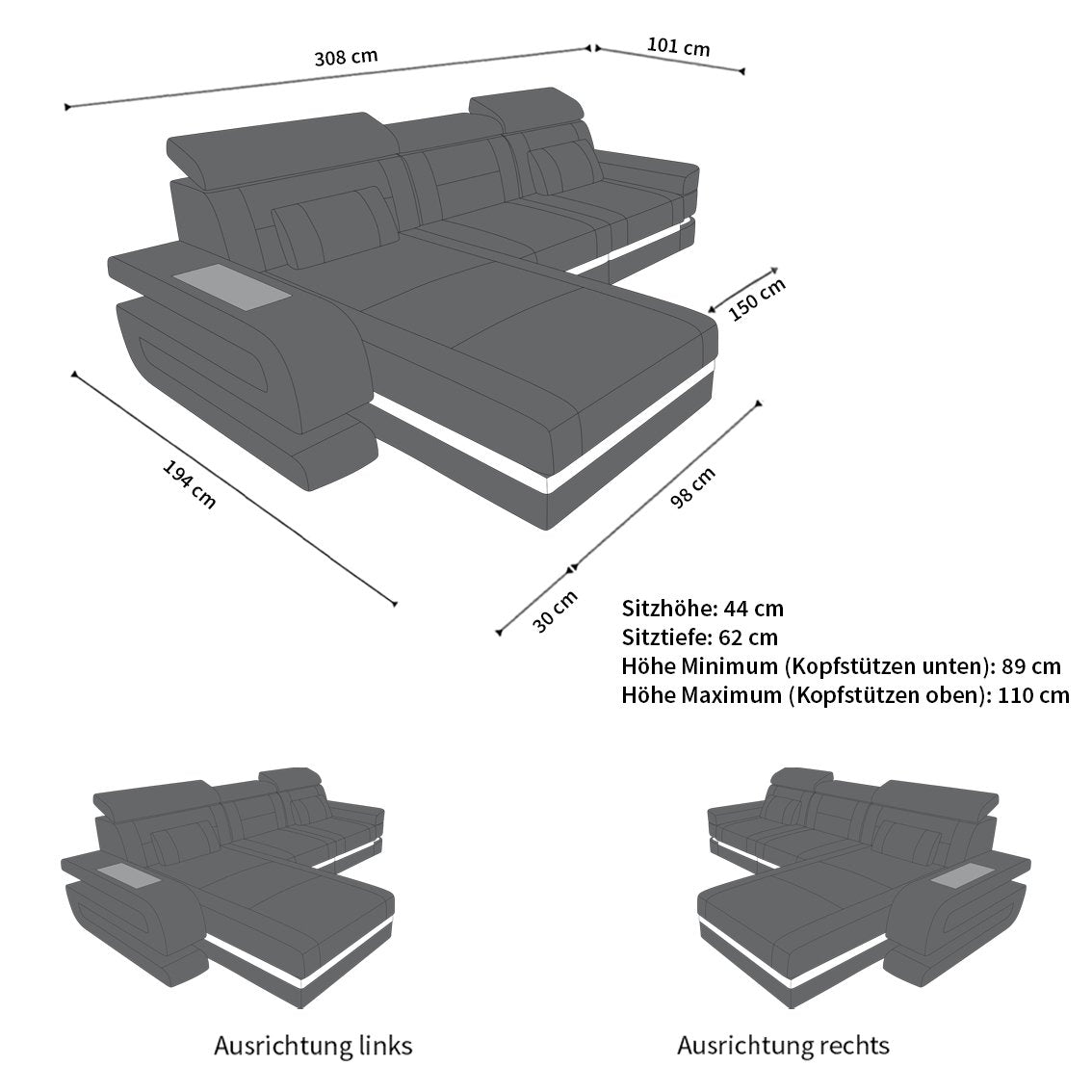 Fabric Sofa Bologna L Shape