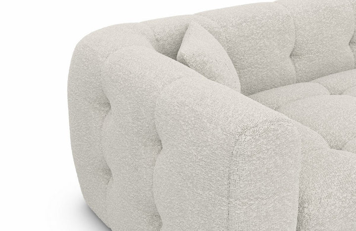 Luxus Ecksofa Sevilla L Form kurz mit Boucl??stoff Bezug - Weiss - Detailansicht
