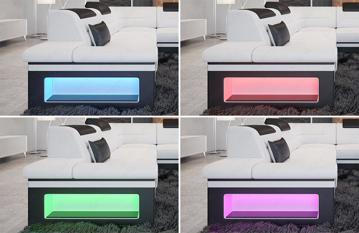 Farbwechsel LED-Beleuchtung Detailansicht beim Sofa Brianza