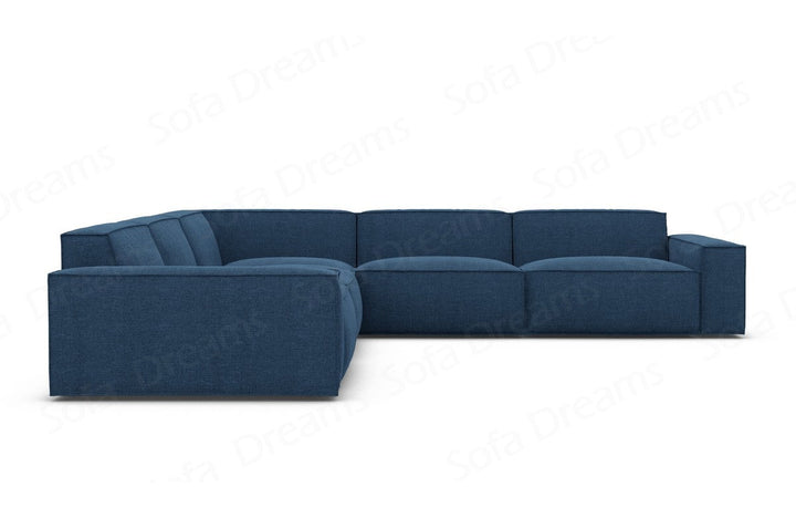 Polster Ecksofa Formenta L Form in Strukturstoff - Blau