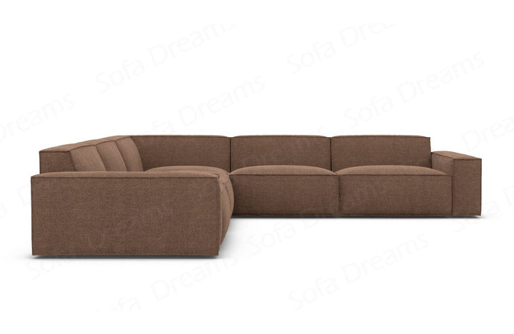 Polster Ecksofa Formenta L Form in Strukturstoff - Braun