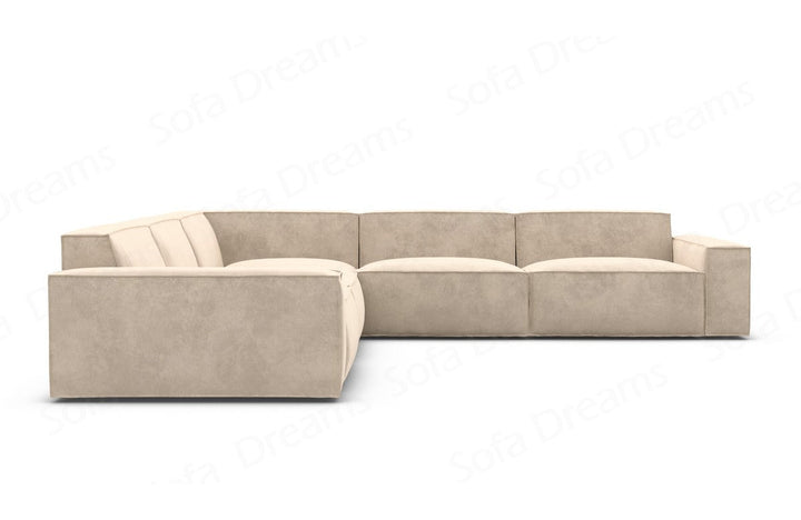 Polster Ecksofa Formenta L Form in Samtstoff - Creme