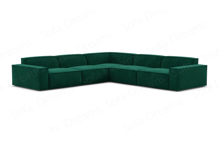 Polster Ecksofa Formenta L Form in Samtstoff - Gr?¬n