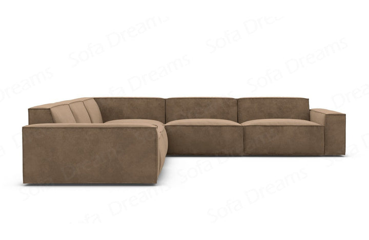 Polster Ecksofa Formenta L Form in Samtstoff - Braun
