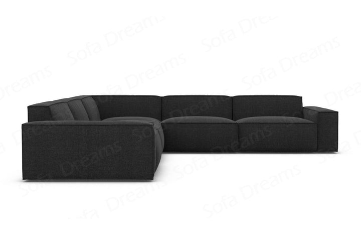 Polster Ecksofa Formenta L Form in Strukturstoff - Schwarz