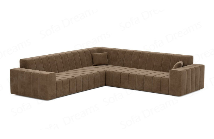 Design Polster Ecksofa Gran Canaria L Form in Samtstoff - Braun