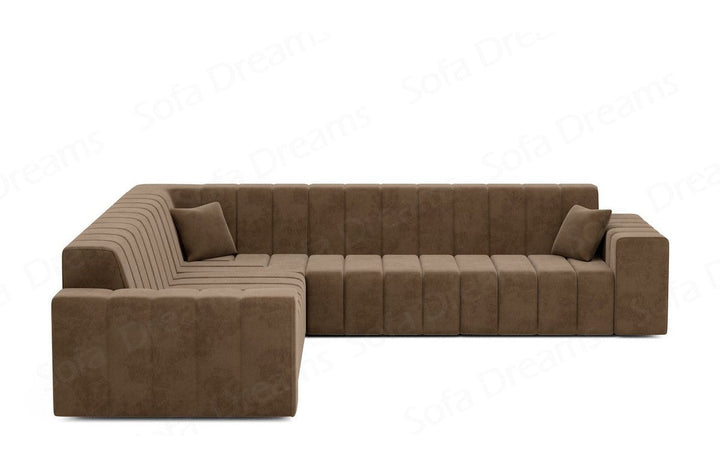 Design Polster Ecksofa Gran Canaria L Form in Samtstoff - Braun