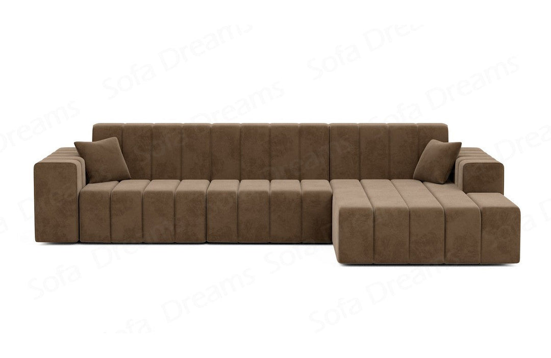 Modernes Stoff Ecksofa Gran Canaria L Form kurz in Samtstoff - Braun